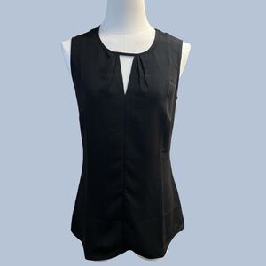 NIC+ZOE‎ Sleeveless Top Women XS Black Onyx Keyhole Pleated Pullover Work Office